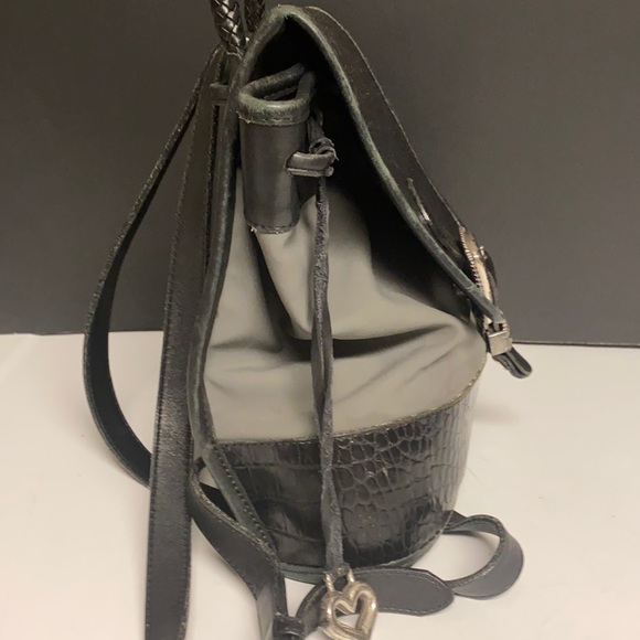 BRIGHTON Leather Vinyl Drawstring Backpack Purse - Picture 6 of 16